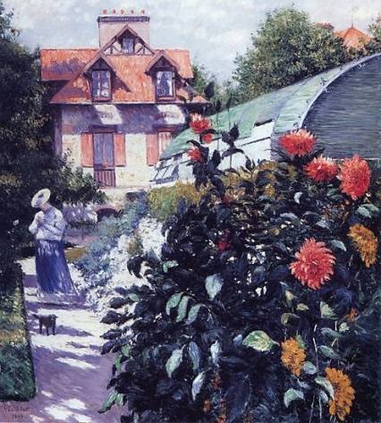 Gustave-Caillebotte-Dahlias-The-Garden-at-Petit-Gennevilliers-Oil-Painting