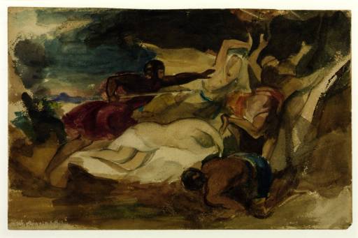 Study for 'Sir Calepine Rescuing Serena' circa 1830 by William Hilton the Younger 1786-1839